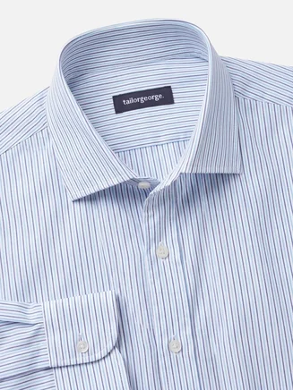 Camicia in popeline a righe azzurre