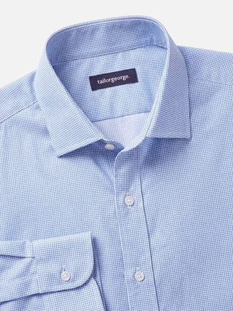 Blaues bedrucktes Stretch-Popeline-Hemd