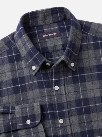 Tartan dickes Flanell hemd blau und Grau