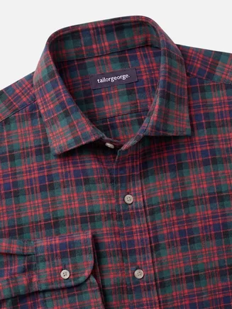 Rotes, grünes und blaues tartan-dickes Flanellhemd