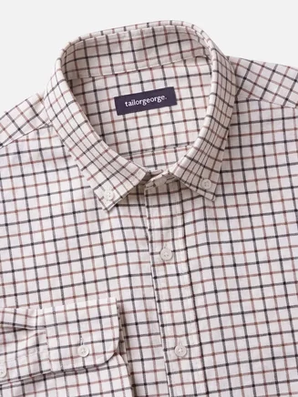 Flanellhemd mit Karos tattersall grau, braun