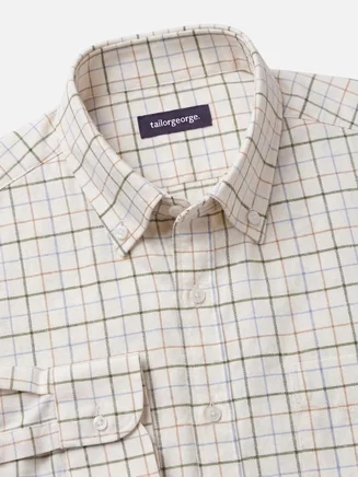 Flanellhemd mit Tattersall grün, blau, braun