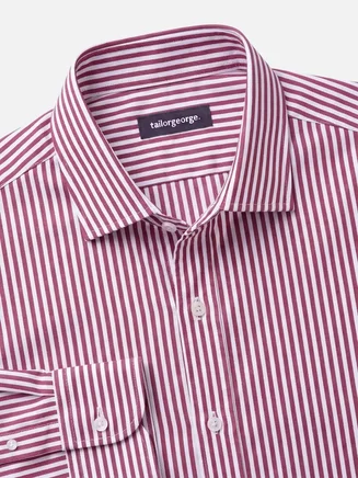 Bügelleichtes Hemd aus rot gestreiftem Twill